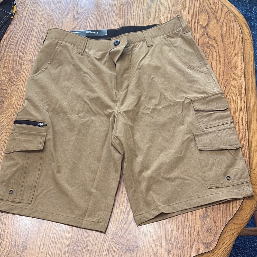 Brown Cargo Shorts with Flat-Front Design